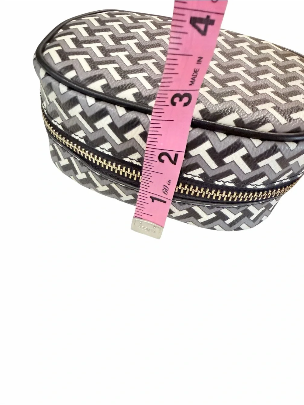 Tory Burch T-Zag Cosmetic Make-up Jewelry Bag Case Geometric Pattern NWOT